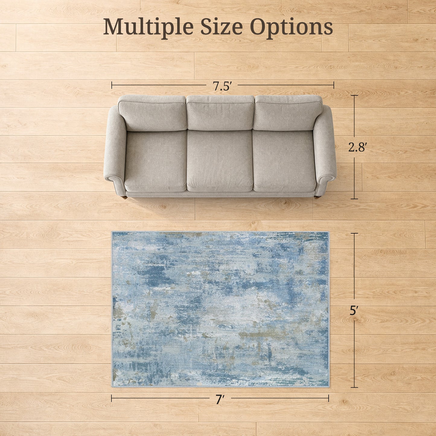 CHITOOMA 5'x7' Area Rugs for Living Room, Machine Washable Rugs for Bedroom Dining Room Dorm Office with Non-Slip Backing, Stain Resistant Non-Shed Carpet
