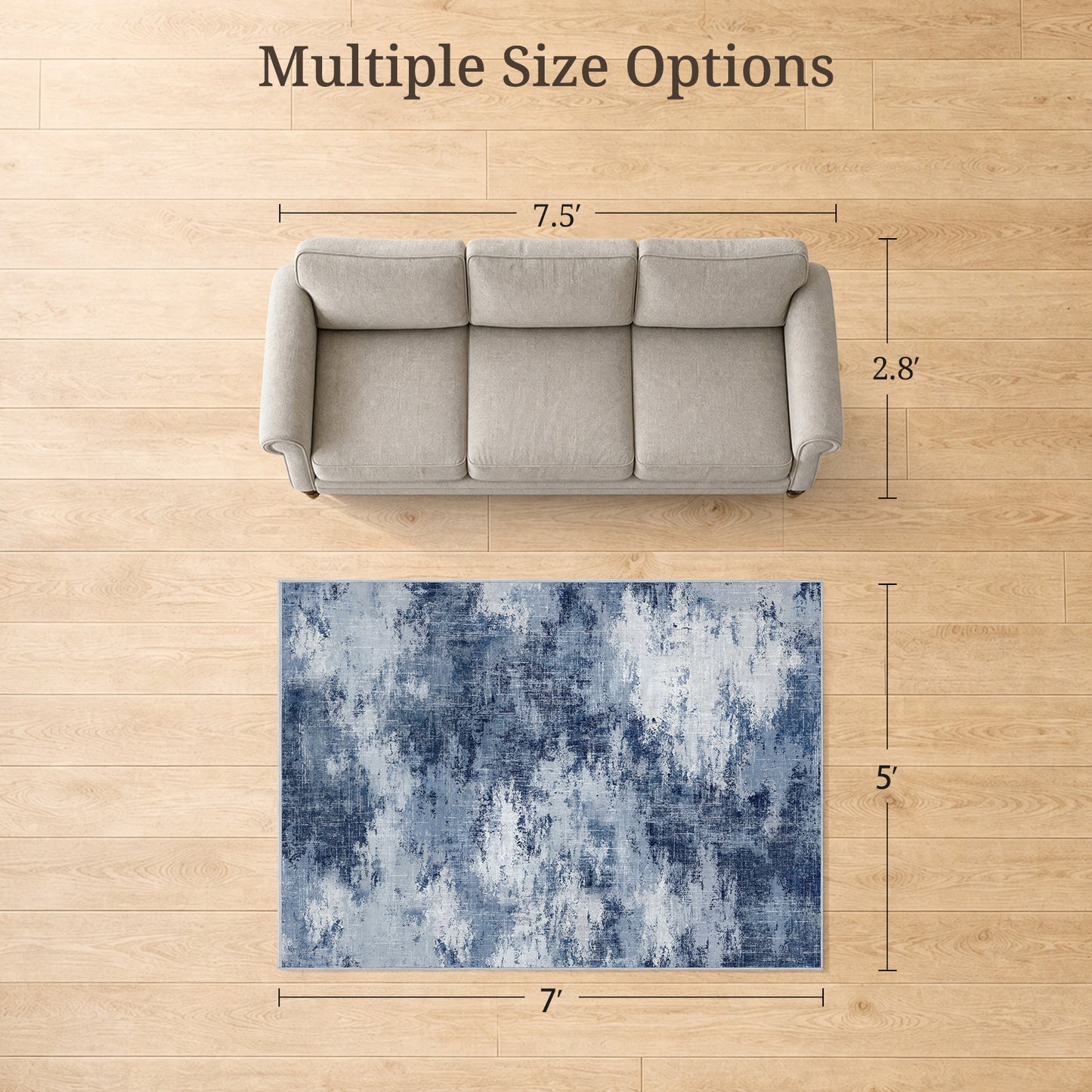 CHITOOMA 5'x7' Area Rugs for Living Room, Machine Washable Abstract Distressed Rugs Indoor Neutral Carpet Rugs for Bedroom Dining Room Office with Non-Slip Backing, Stain Resistant Non-Shed