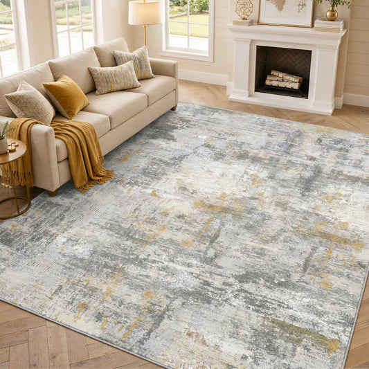 CHITOOMA 5'x7' Area Rugs for Living Room, Machine Washable Rugs for Bedroom Dining Room Dorm Office with Non-Slip Backing, Stain Resistant Non-Shed Carpet