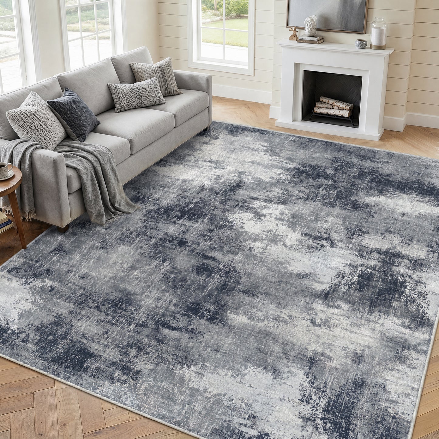 CHITOOMA 5'x7' Area Rugs for Living Room, Machine Washable Abstract Distressed Rugs Indoor Neutral Carpet Rugs for Bedroom Dining Room Office with Non-Slip Backing, Stain Resistant Non-Shed