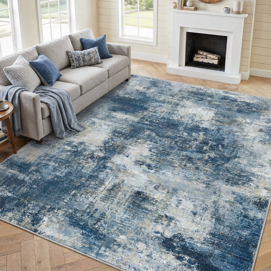 CHITOOMA 5'x7' Area Rugs for Living Room, Machine Washable Abstract Distressed Rugs Indoor Neutral Carpet Rugs for Bedroom Dining Room Office with Non-Slip Backing, Stain Resistant Non-Shed