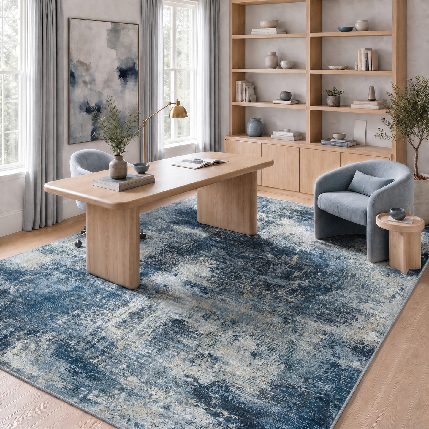CHITOOMA 5'x7' Area Rugs for Living Room, Machine Washable Abstract Distressed Rugs Indoor Neutral Carpet Rugs for Bedroom Dining Room Office with Non-Slip Backing, Stain Resistant Non-Shed