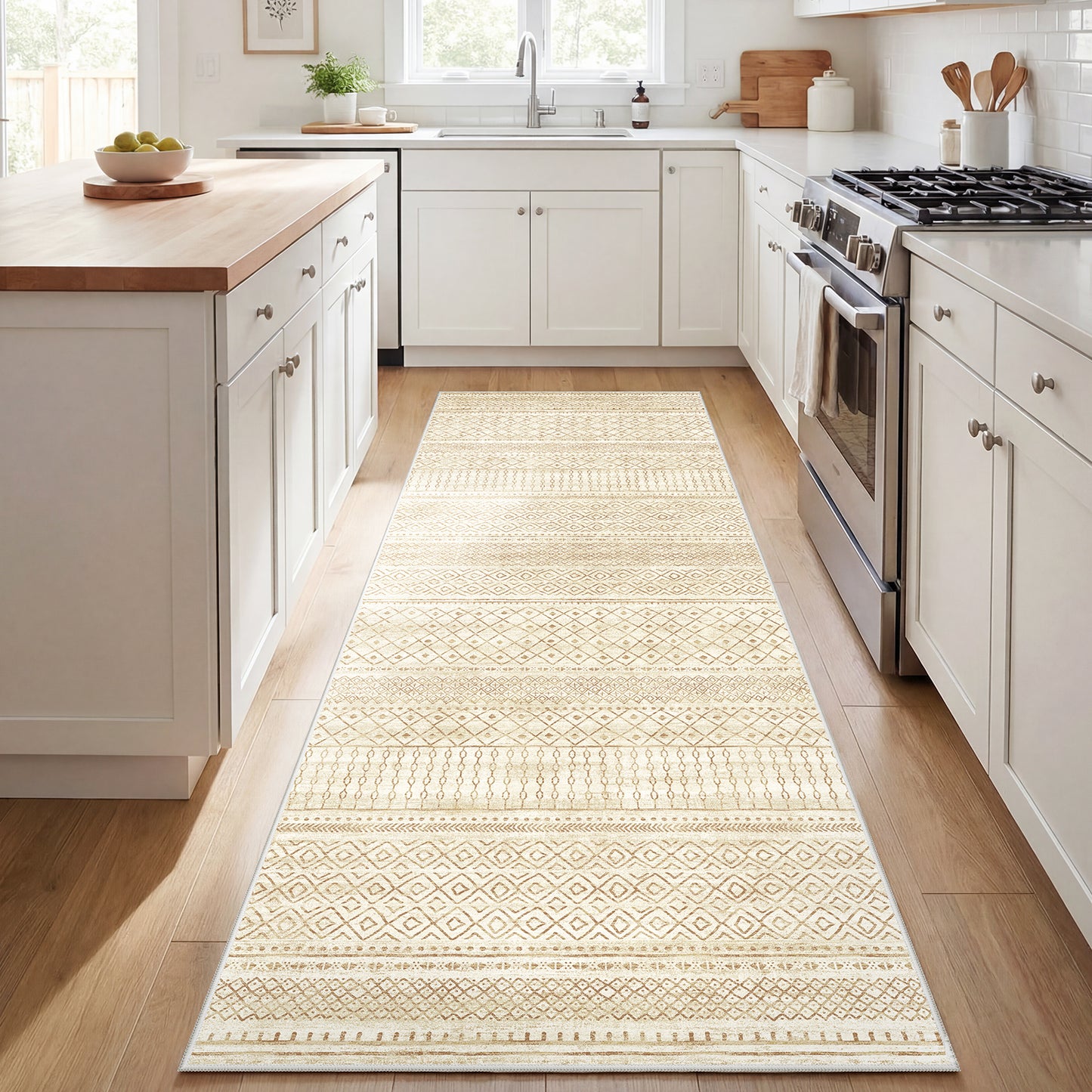 CHITOOMA 2'x6' Runner Rug for Hallway, Boho Machine Washable Stain Resistant Non-Shed Carpet, Runner Rug with Non-Slip Backing for Kitchen, Entryway, Bedroom, Laundry, Bathroom