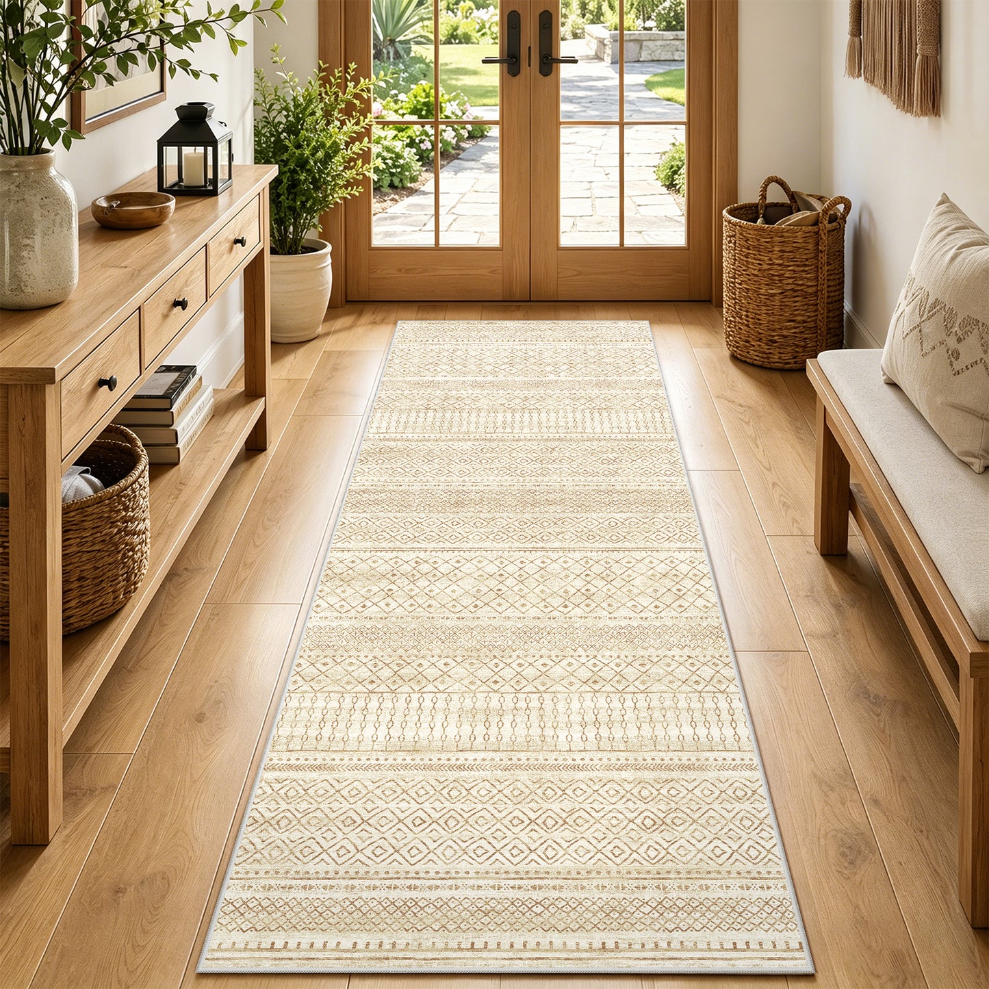 CHITOOMA 2'x6' Runner Rug for Hallway, Boho Machine Washable Stain Resistant Non-Shed Carpet, Runner Rug with Non-Slip Backing for Kitchen, Entryway, Bedroom, Laundry, Bathroom