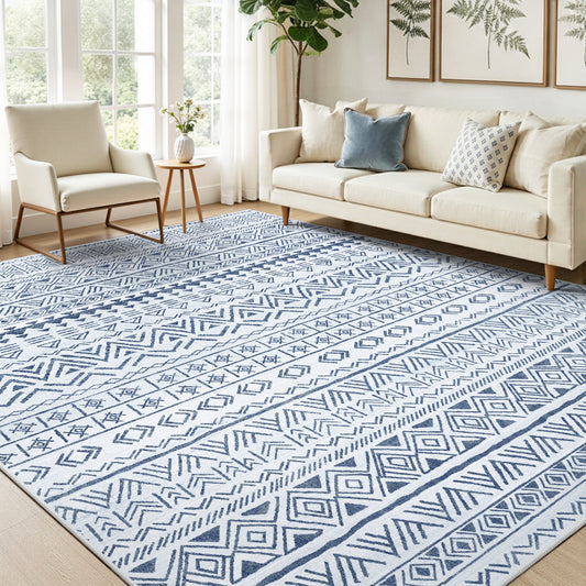 CHITOOMA 5'x7' Area Rugs for Living Room, Washable Rugs Boho Soft Geometric Bohemian Carpet Indoor Rug for Bedroom Dining Room Office Nonslip Foldable Rug