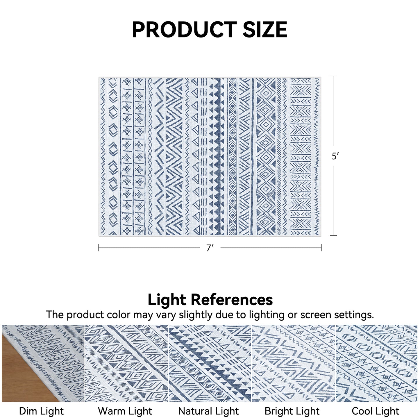 CHITOOMA 5'x7' Area Rugs for Living Room, Washable Rugs Boho Soft Geometric Bohemian Carpet Indoor Rug for Bedroom Dining Room Office Nonslip Foldable Rug