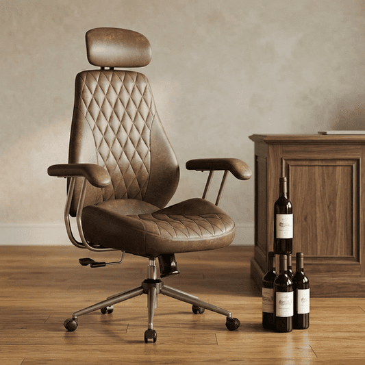 BESTERGO High Back Ergonomic Office Chair with Lumbar Support, Adjustable Swivel Desk Chair in Premium Faux Leather for Home Office Comfort, Brown – 300 lbs Capacity