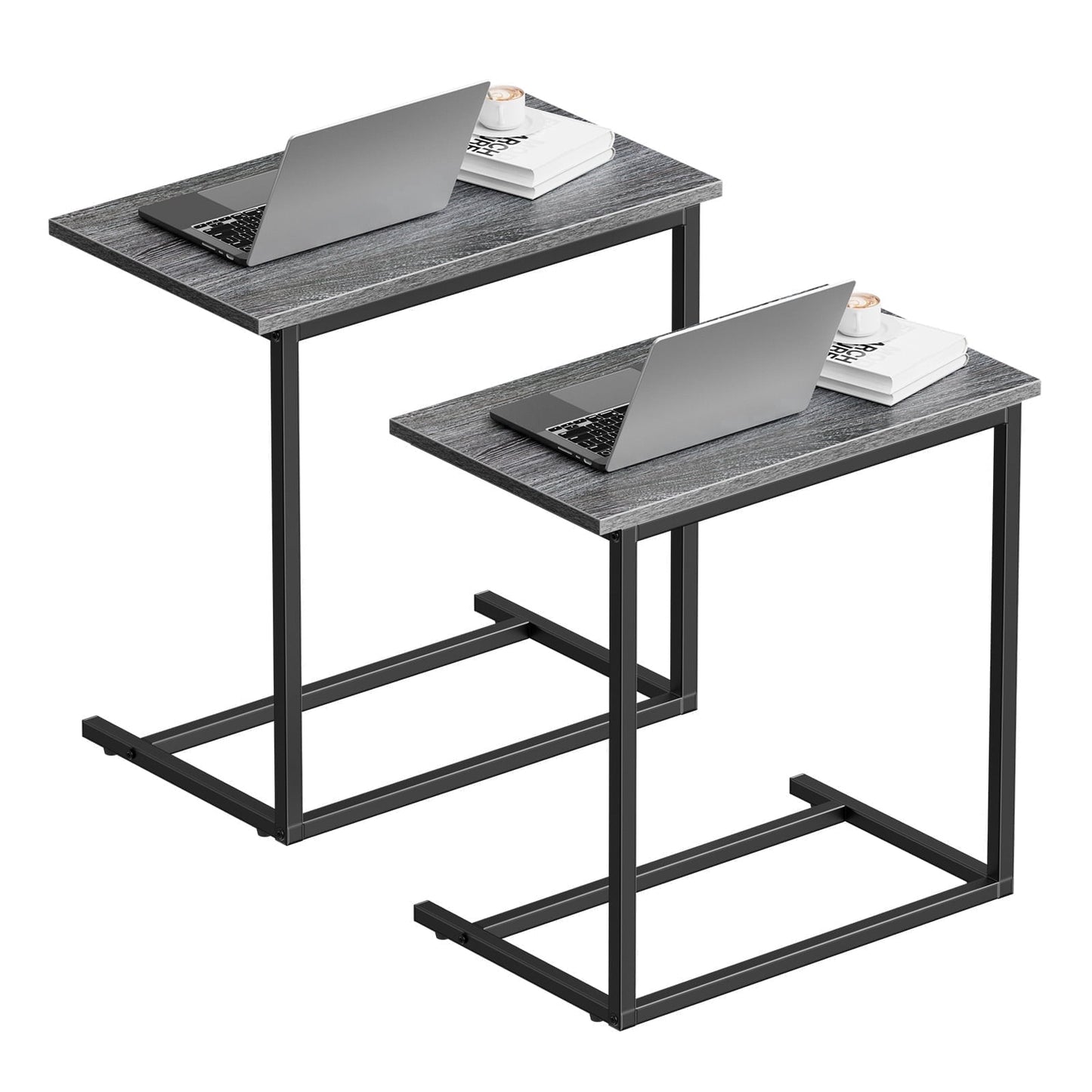 C Shaped End Table 2 PCS,C-Table for sofa,Side Table for Bedroom, Living Room, Home Office,Gray