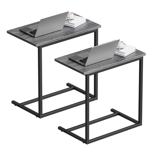 C Shaped End Table 2 PCS,C-Table for sofa,Side Table for Bedroom, Living Room, Home Office,Gray
