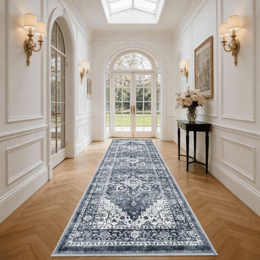 CHITOOMA 2.6'x8' Runner Rug, Machine Washable Rugs for Kitchen, Vintage Soft Non-Slip Runner Rug with Stain Resistant Non-Shed Carpet for Hallway, Entryway, Bedroom, Laundry, Bathroom