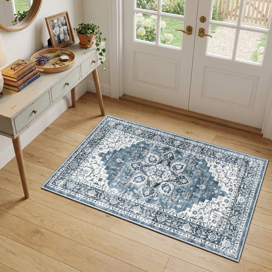 CHITOOMA 2'x3' Runner Rugs for Kitchen, Machine Washable Rug for Bedroom Dining Room Office with Non-Slip Backing, Stain Resistant Non-Shed