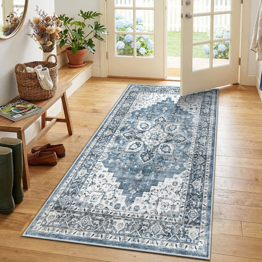 CHITOOMA 2'x5' Runner Rugs for Kitchen, Machine Washable Rug for Bedroom Dining Room Office with Non-Slip Backing, Stain Resistant Non-Shed