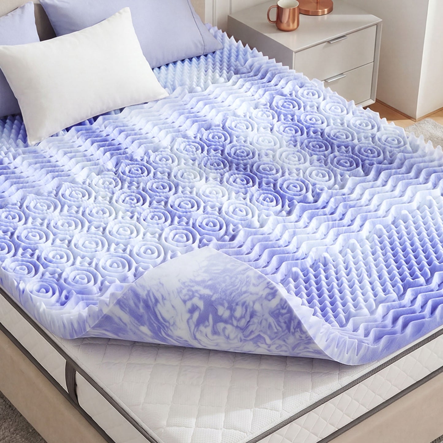 CHITOOMA 3 Inch 7-Zone Twin Memory Foam Mattress Topper, Cooling Gel Infused Foam Mattress Topper for Pressure Relief& Enhanced Sleep Comfort, CertiPUR-US and Oeko-TEX Certification