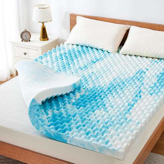 BESTERGO 3 Inch Egg Crate Full Memory Foam Mattress Topper, Gel Infused Foam Mattress Topper for Pressure Relief, CertiPUR-US