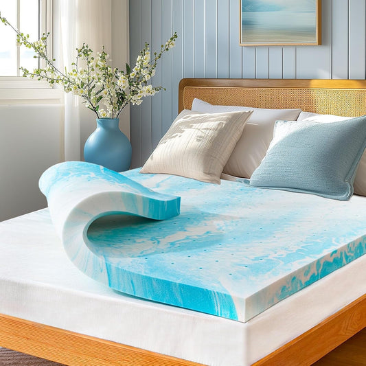 BESTERGO 3 Inch Full Memory Foam Mattress Topper, Gel Infused Foam Mattress Topper for Pressure Relief, CertiPUR-US
