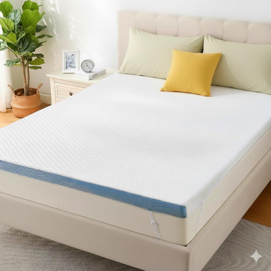 BESTERGO 3 Inch Full Memory Foam Mattress Topper, Gel Infused Foam Mattress Topper for Pressure Relief, CertiPUR-US
