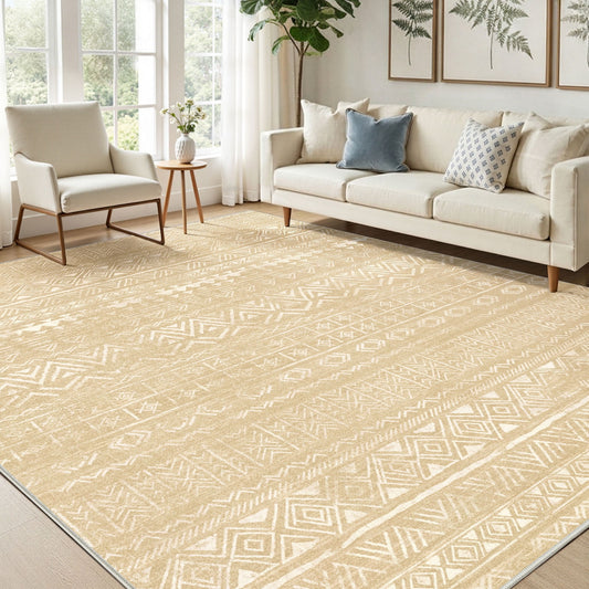 CHITOOMA 5'x7' Area Rugs for Living Room, Washable Rugs Boho Soft Geometric Bohemian Carpet Indoor Rug for Bedroom Dining Room Office Nonslip Foldable Rug