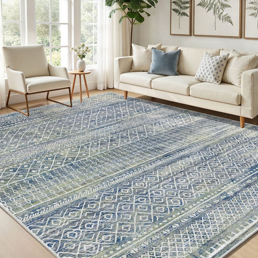 CHITOOMA 5'x7' Area Rugs for Living Room, Washable Rugs Boho Soft Geometric Bohemian Carpet Indoor Rug for Bedroom Dining Room Office Nonslip Foldable Rug