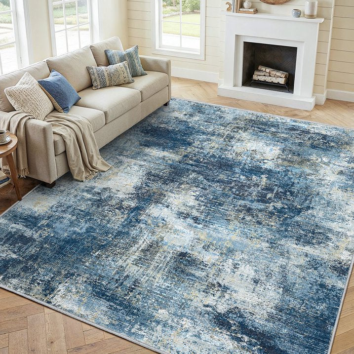 CHITOOMA 5'x7' Area Rugs for Living Room, Machine Washable Abstract Distressed Rugs Indoor Neutral Carpet Rugs for Bedroom Dining Room Office with Non-Slip Backing, Stain Resistant Non-Shed