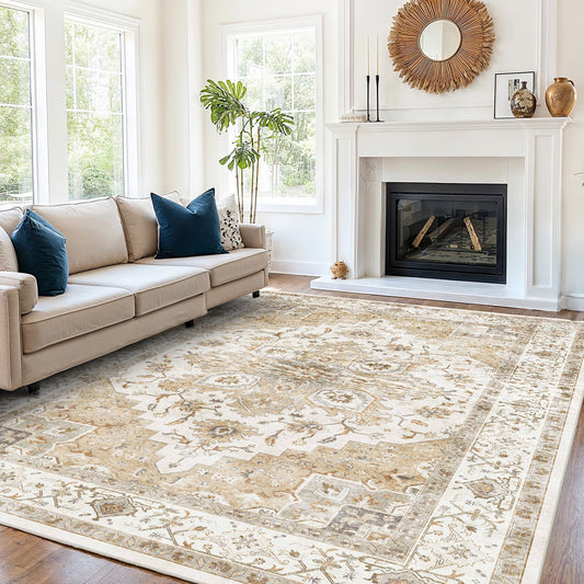 CHITOOMA 5'x7' Area Rugs for Living Room, Machine Washable Rugs Vintage Area Rug for Bedroom Dining Room Dorm Office with Non-Slip Backing, Stain Resistant Non-Shed Carpet