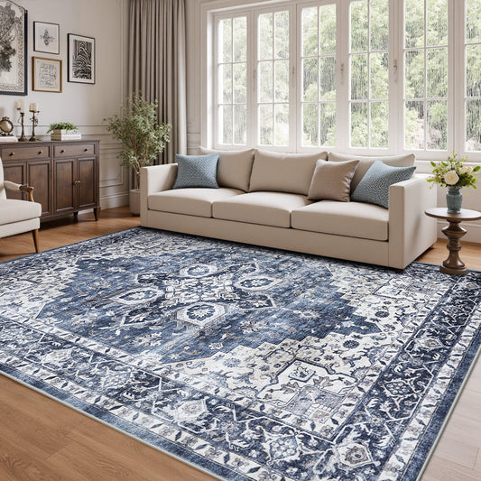 CHITOOMA 5'x7' Area Rugs for Living Room, Machine Washable Rugs Vintage Area Rug for Bedroom Dining Room Dorm Office with Non-Slip Backing, Stain Resistant Non-Shed Carpet