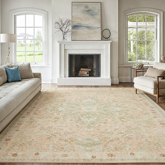 CHITOOMA 5'x7' Area Rugs for Living Room, Modern Floral Area Rugs Machine Washable Rugs, Botanical Indoor Carpet Soft Rugs for Bedroom Dining Room Dorm Office, Orange