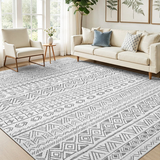 CHITOOMA 5'x7' Area Rugs for Living Room, Washable Rugs Boho Soft Geometric Bohemian Carpet Indoor Rug for Bedroom Dining Room Office Nonslip Foldable Rug