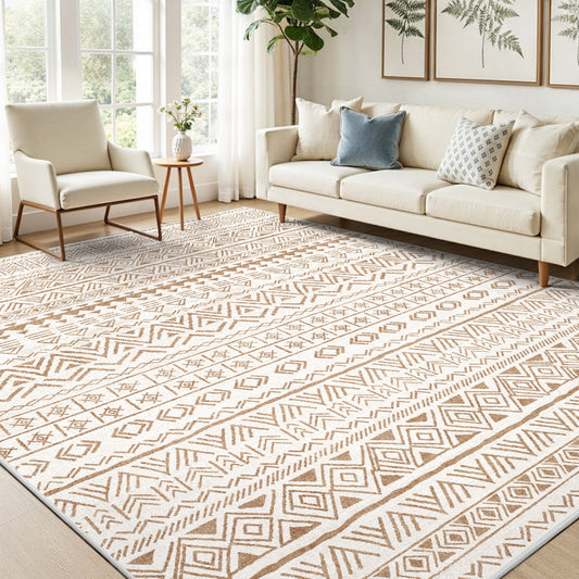 CHITOOMA 5'x7' Area Rugs for Living Room, Washable Rugs Boho Soft Geometric Bohemian Carpet Indoor Rug for Bedroom Dining Room Office Nonslip Foldable Rug