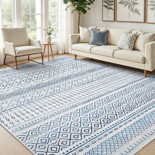 CHITOOMA 5'x7' Area Rugs for Living Room, Washable Rugs Boho Soft Geometric Bohemian Carpet Indoor Rug for Bedroom Dining Room Office Nonslip Foldable Rug