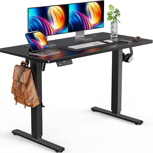 CHITOOMA 55" x 24" Electric Standing Desk with 4 Memory Preset Heights, Height Adjustable Sit Stand up Desk with Headphone Hook for Home Office, Black
