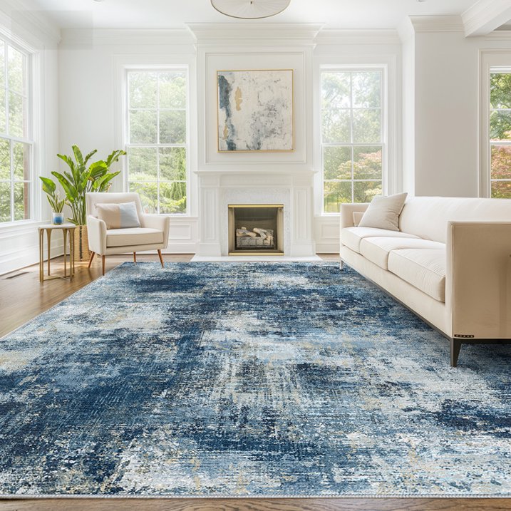CHITOOMA 8'x10' Area Rugs for Living Room, Machine Washable Abstract Distressed Rugs Indoor Neutral Carpet Rugs for Bedroom Dining Room Office with Non-Slip Backing, Stain Resistant Non-Shed