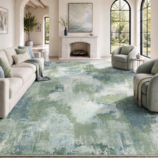 CHITOOMA 8'x10' Area Rugs for Living Room, Machine Washable Rugs for Bedroom Dining Room Dorm Office with Non-Slip Backing, Stain Resistant Non-Shed Carpet