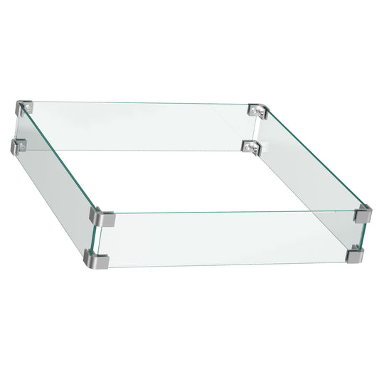 CHITOOMA Tempered Glass Wind Guard for Fire Pits, Universal Fit for 28 & 32-Inch Square Propane Fire Pits