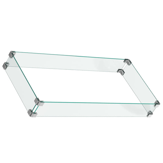 CHITOOMA Tempered Glass Wind Guard for Fire Pits, Universal Fit for 43-Inch Rectangle Propane Fire Pits
