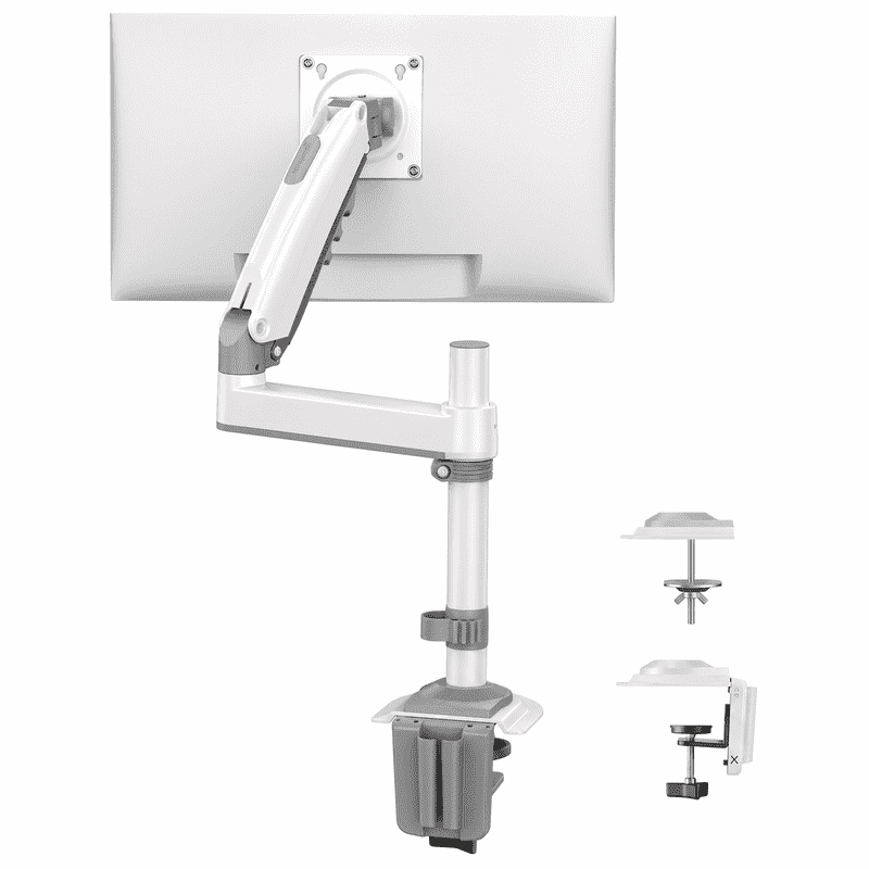 Kyspho Single Monitor Arm for 13–34 Inch Screens,Fully Adjustable Gaming Desk Monitor Mount with Tilt,Swivel,and Rotation,Supports up to 19.8 lbs, Fits VESA 75×75 mm and 100×100 mm,White