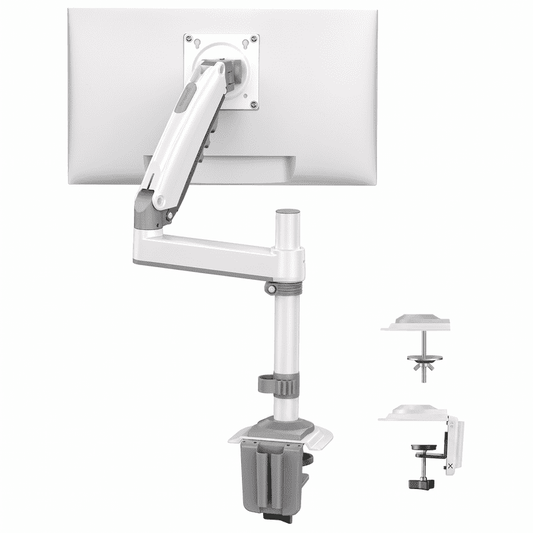 Kyspho Single Monitor Arm for 13–34 Inch Screens,Fully Adjustable Gaming Desk Monitor Mount with Tilt,Swivel,and Rotation,Supports up to 19.8 lbs, Fits VESA 75×75 mm and 100×100 mm,White