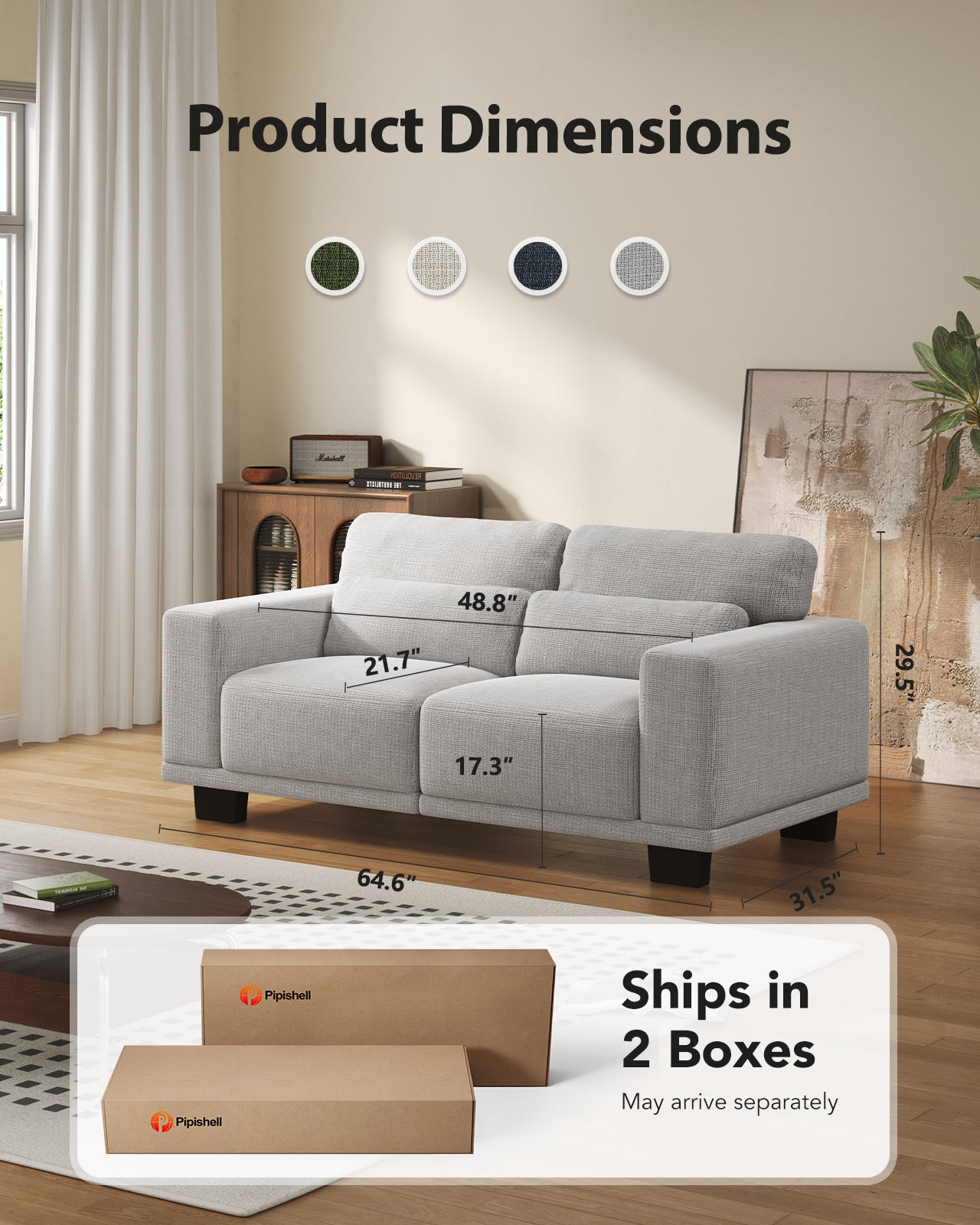 CHITOOMA 65" Loveseat Sofa for Living Room, Comfy Linen Couch with Deep Seats, Wide Armrests, Removable Covers & Sturdy Steel Frame, White
