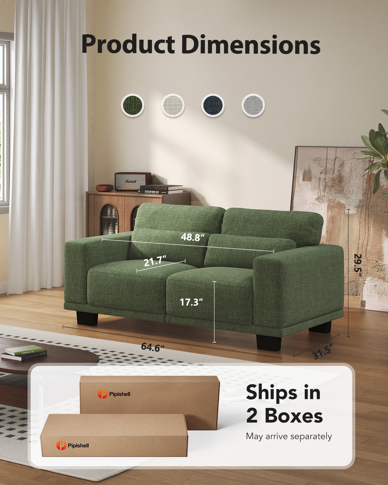 CHITOOMA 65" Loveseat Sofa for Living Room, Comfy Linen Couch with Deep Seats, Wide Armrests, Removable Covers & Sturdy Steel Frame, White