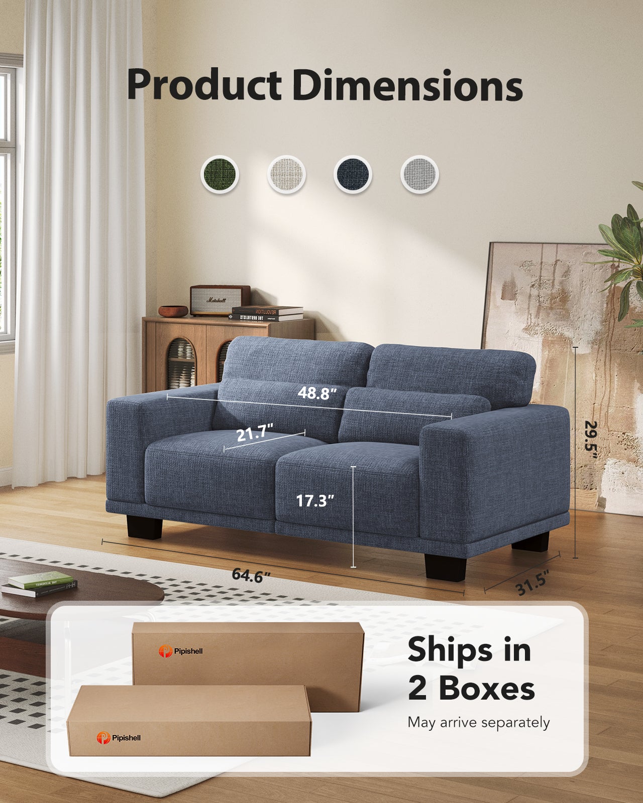 CHITOOMA 65" Loveseat Sofa for Living Room, Comfy Linen Couch with Deep Seats, Wide Armrests, Removable Covers & Sturdy Steel Frame, White