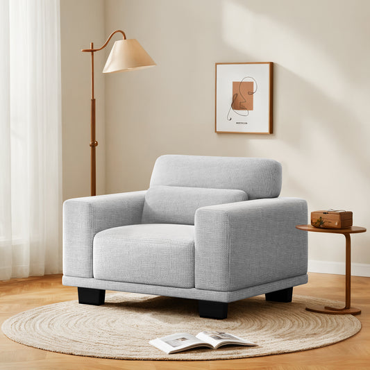 CHITOOMA 40" Oversized Accent Chair, Linen Upholstered Armchair with Washable Covers & Wide Armrests, Deep Seat Sofa Chair for Living Room, Bedroom, or Office, Gray