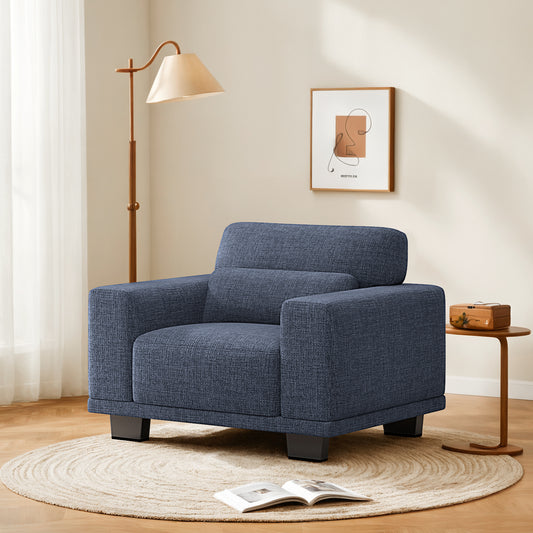 CHITOOMA 40" Oversized Accent Chair, Linen Upholstered Armchair with Washable Covers & Wide Armrests, Deep Seat Sofa Chair for Living Room, Bedroom, or Office, Blue