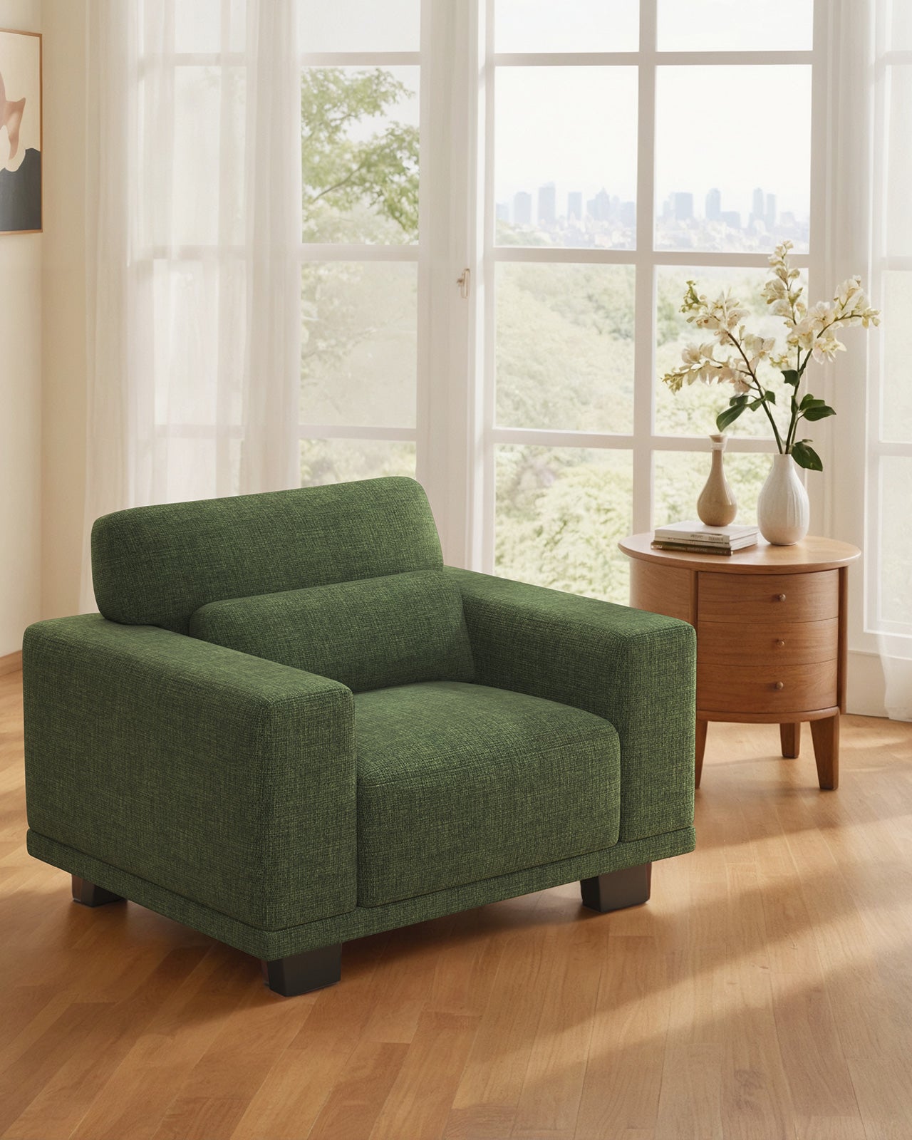 CHITOOMA 40" Oversized Accent Chair, Linen Upholstered Armchair with Washable Covers & Wide Armrests, Deep Seat Sofa Chair for Living Room, Bedroom, or Office, Green