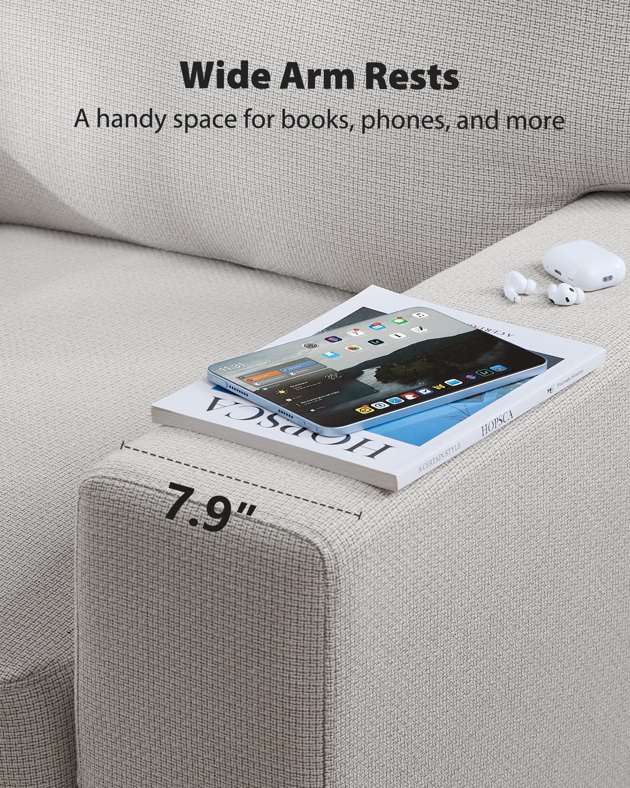 CHITOOMA 65" Loveseat Sofa for Living Room, Comfy Linen Couch with Deep Seats, Wide Armrests, Removable Covers & Sturdy Steel Frame, White