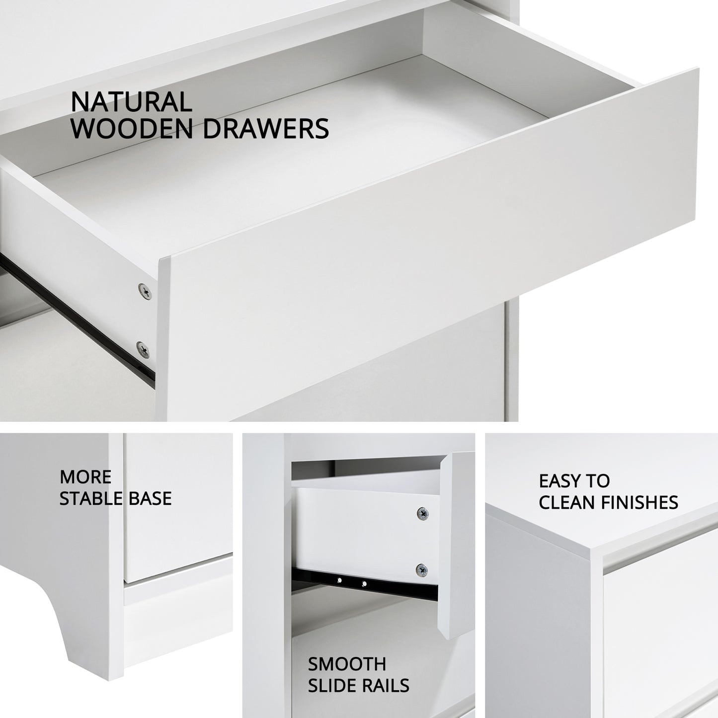 CHITOOMA White Dressers for Bedroom 6 Drawer, 47.2" Adult Wooden Dresser, Double Storage Cabine Chest of Drawers for Living Room, Hallway