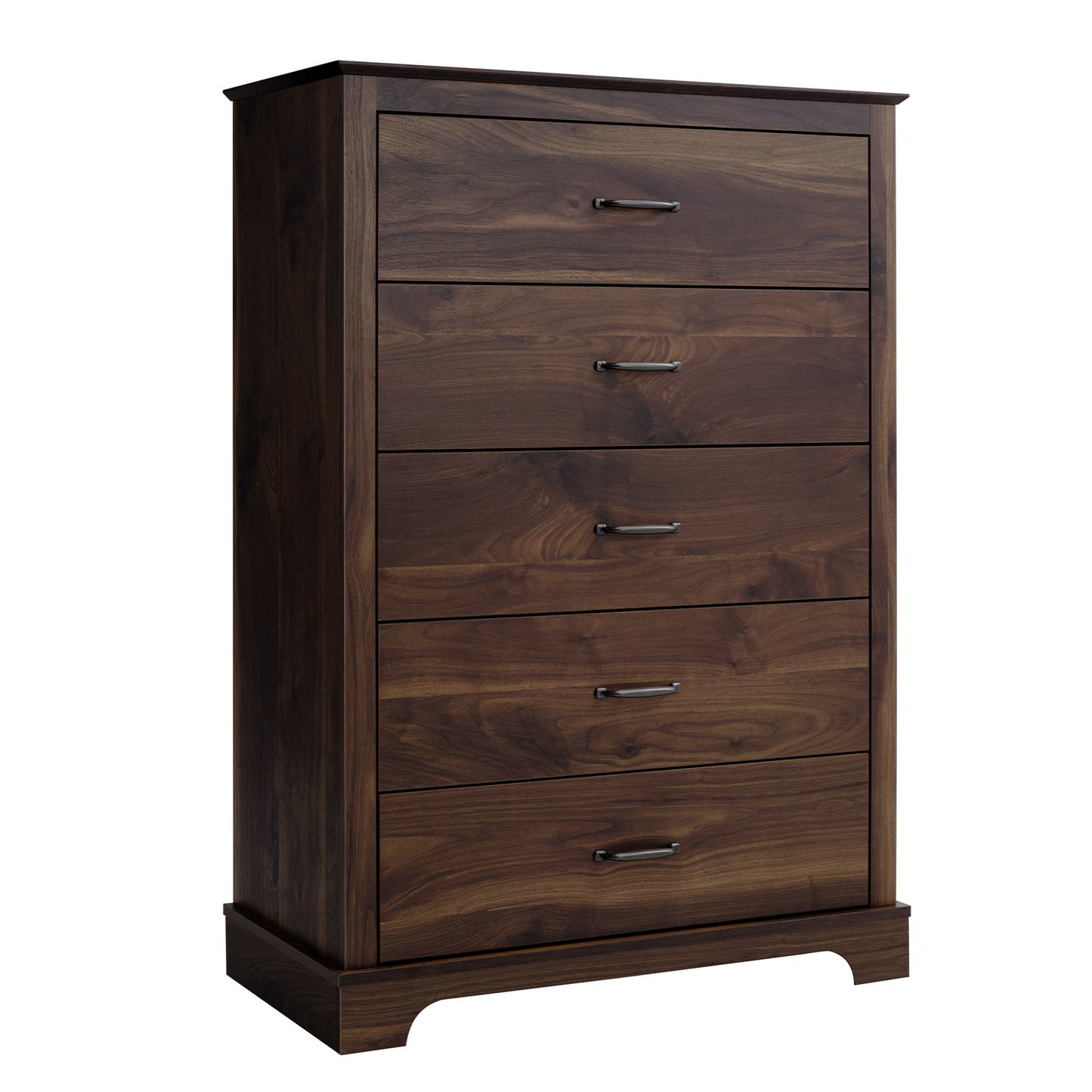 CHITOOMA 5 Drawer Dressers for Bedroom, Adult Tall Wooden Chest of Drawers, Storage Cabine for Living Room Entryway, Walnut