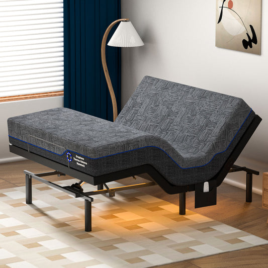 CHITOOMA Full Adjustable Bed Frame with 10 Inch Gel Memory Foam Mattress, Electric Bed Base with Wireless Remote, Zero Gravity, Graphene Cover, Medium-Firm Support, Mattress in a Box