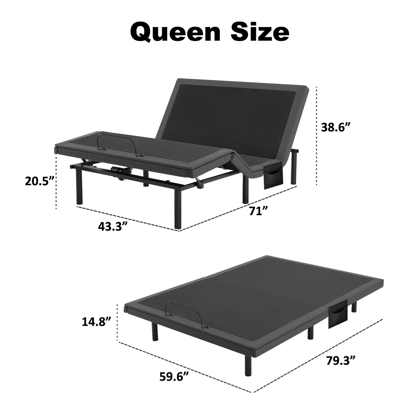 CHITOOMA Electric Adjustable Bed Frame Queen with Wireless Remote, Zero Gravity, Individually Tilting Head & Foot, 4 USB Ports, Under-Bed Nightlight, 3 Minutes Fast Assembly