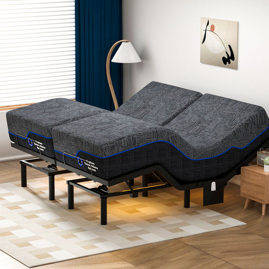 CHITOOMA Adjustable Bed Frame Split King with 14 Inch Gel Memory Foam Mattress, Electric Bed Base with Wireless Remote, Zero Gravity, Graphene Cover, Medium-Firm Support, Mattress in a Box