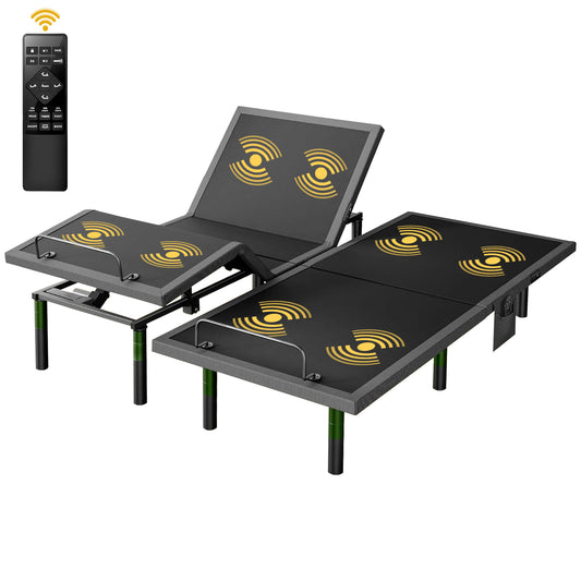 CHITOOMA Electric Adjustable Bed Frame Split King with Massage (4 Modes & 3 Intensities), Wireless Remote, Zero Gravity, 4 Height Options, Under-Bed Nightlight, 3 Minutes Fast Assembly