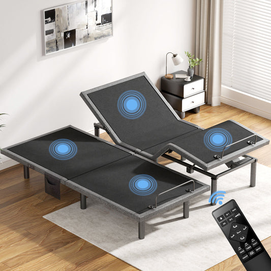CHITOOMA Split King Electric Adjustable Bed Frame with Massage, Wireless Remote with Sync Control, Zero Gravity, USB Ports, Under-Bed Nightlight & 4 Leg Height Options